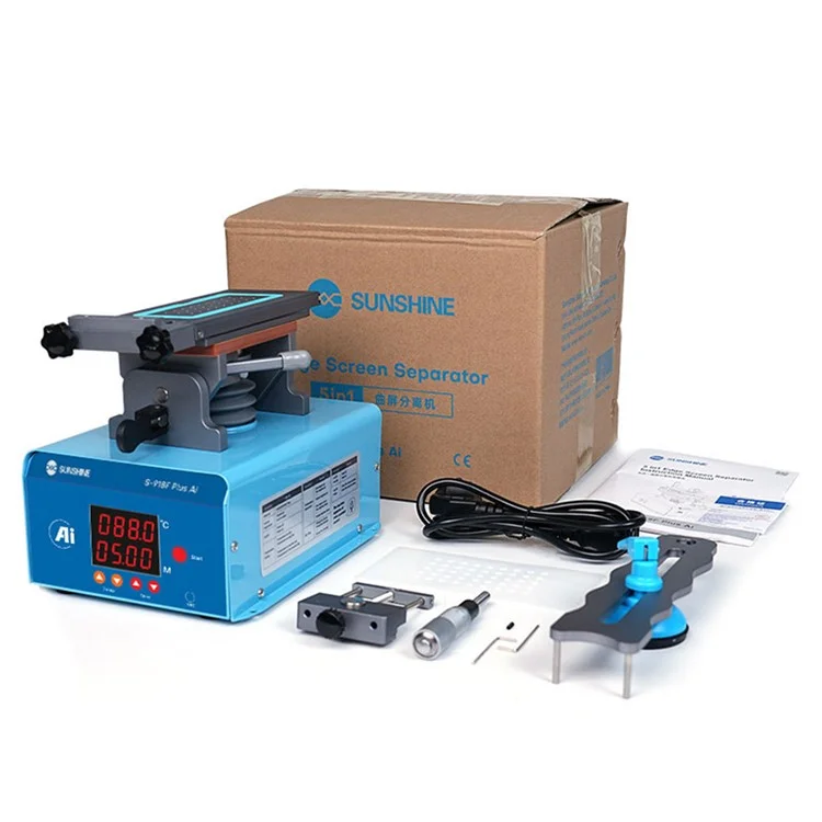 SUNSHINE S-918F Plus 5 em 1 Separador de Tela Curva Ferramenta de Reparo de Tela de Voz Inteligente AI - Azul / Plugue EUA