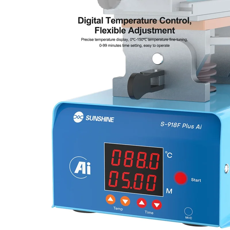 SUNSHINE S-918F Plus 5 in 1 Curved Screen Separator AI Intelligent Voice Screen Repair Tool - Black / EU Plug