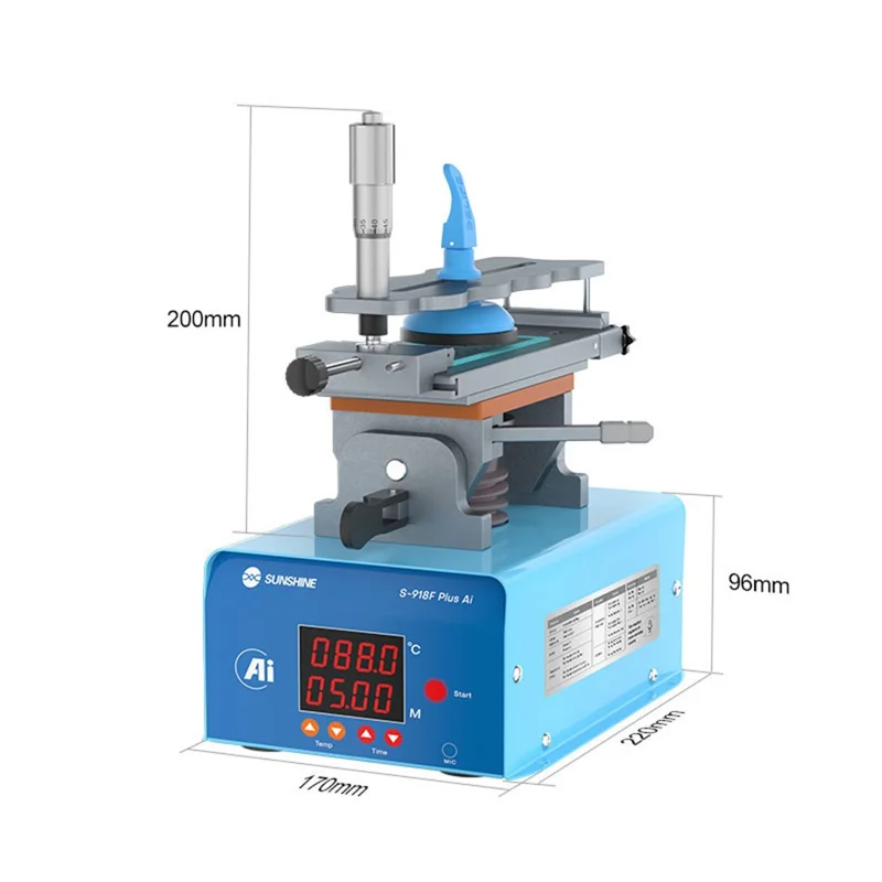 SUNSHINE S-918F Plus 5 in 1 Curved Screen Separator AI Intelligent Voice Screen Repair Tool - Black / EU Plug