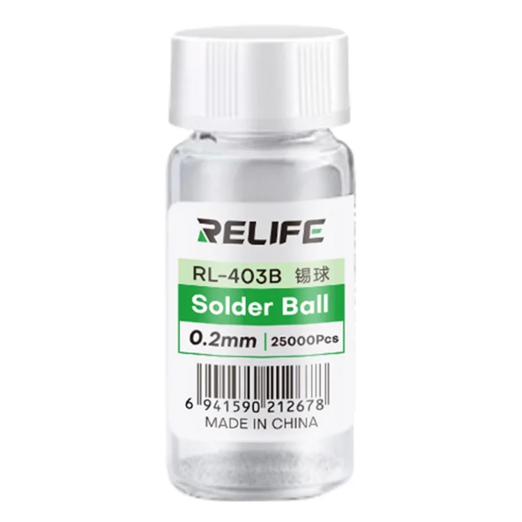 Boules de soudure au plomb RELIFE RL-403B 25 000 pièces / bouteille à 183 °C, outil de réparation de puces BGA de 0,2 mm pour la maintenance des téléphones portables