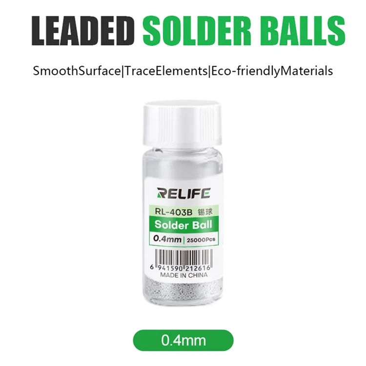 RELIFE RL-403B 25000Pcs / Bottle 183°C Leaded Solder Balls 0.4mm BGA Rework Chip Repair Tool
