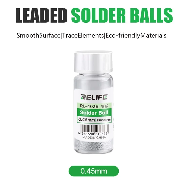 RELIFE RL-403B 25000Pcs / Bottle 183°C Leaded Solder Balls 0.45mm BGA Rework Chip Repair Tool