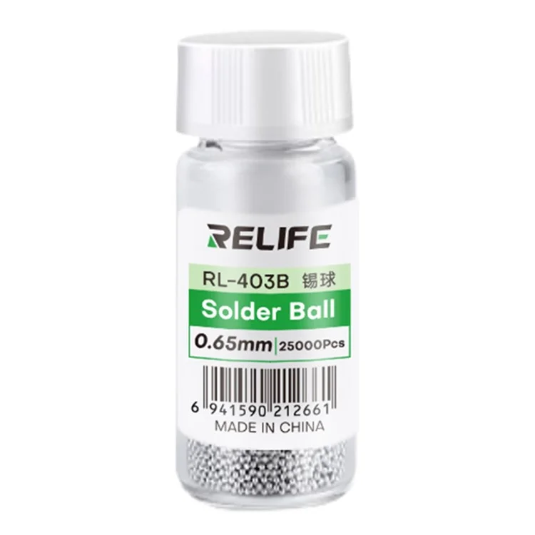 Billes de soudure au plomb RELIFE RL-403B 25 000 pièces/bouteille, 183°C, outil de réparation de puce BGA 0,65 mm