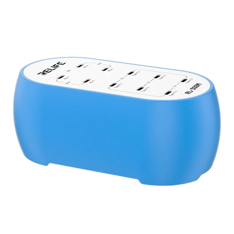 RELIFE RL-309M 10-Port Type-C Charging Station Smart Charger 72W High Power for Multi-Device - EU Plug