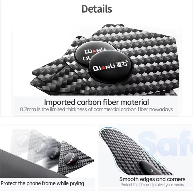 QIANLI High Flexibility Carbon Fiber Pry Tool Multifunctional Spudger for Phone Repair Disassembly - Hexagon