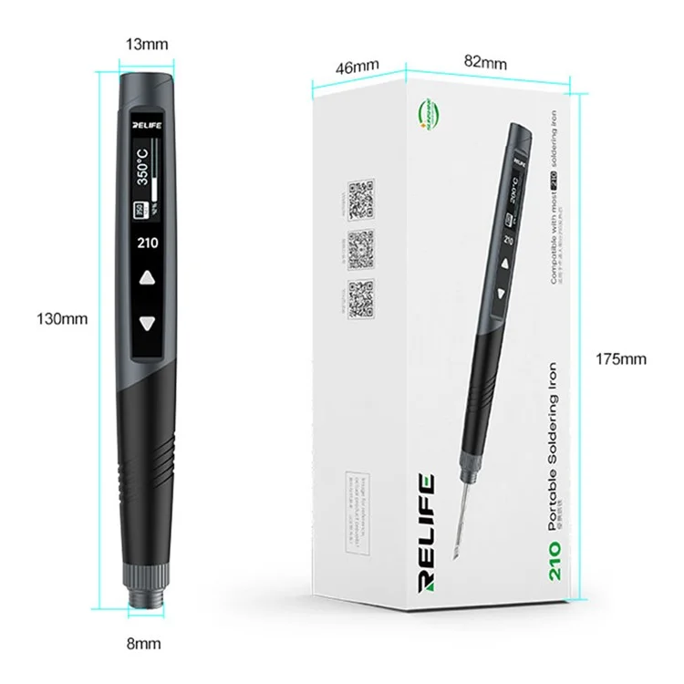 RELIFE RL-210 Ferro de Solda Portátil com Display OLED para Aquecimento Rápido em Dispositivos Eletrônicos