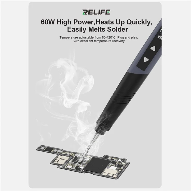 RELIFE RL-210 Ferro de Solda Portátil com Display OLED para Aquecimento Rápido em Dispositivos Eletrônicos