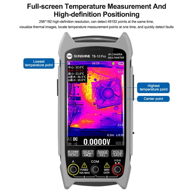 SUNSHINE TB-10 Pro Multimètre Imageur Thermique Portable avec Imagerie Infrarouge pour Réparation de Téléphone / Test de PCB