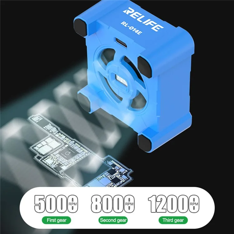 RELIFE RL-014E UV Curing Cooling Fan Smoke Exhaust Dust Display Mini Working Fan with 3-Speed Adjustment