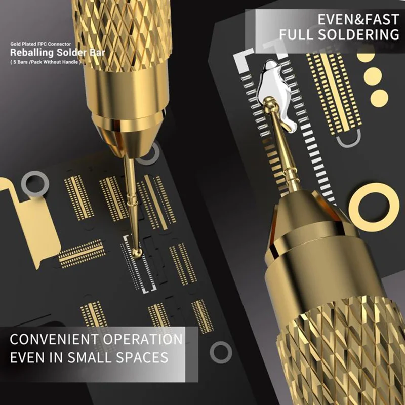 2UUL SC96 5Pcs Gold Plated Tin Dragging Needle Head FPC Connector Reballing Solder Bar