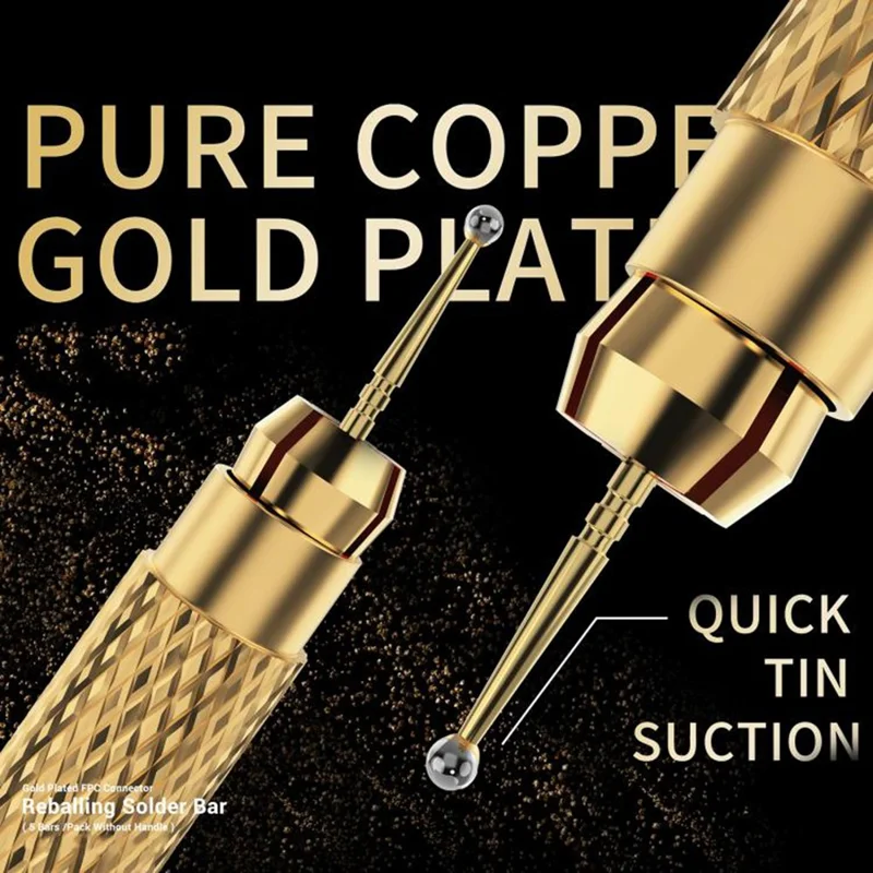 2UUL SC96 5Pcs Gold Plated Tin Dragging Needle Head FPC Connector Reballing Solder Bar