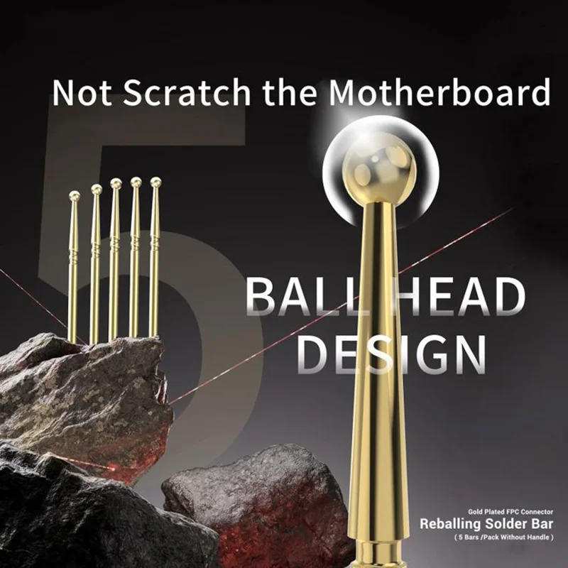 2UUL SC96 5Pcs Gold Plated Tin Dragging Needle Head FPC Connector Reballing Solder Bar