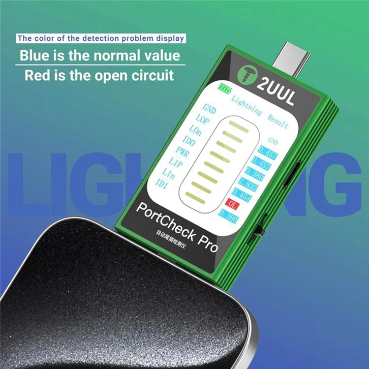 2UUL PW31 Portcheck Pro iP / Type C Тестер мобильного телефона с автоматическим обнаружением неисправностей 5В 2А