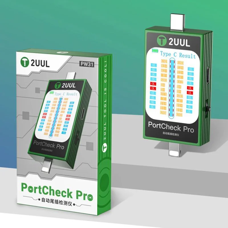 2UUL PW31 Portcheck Pro iP / Type C Тестер мобильного телефона с автоматическим обнаружением неисправностей 5В 2А