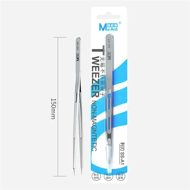 MAANT SS-A1 Stainless Steel Tweezers Non-Magnetic High Precision Jump Wire Clip for Phone Repair