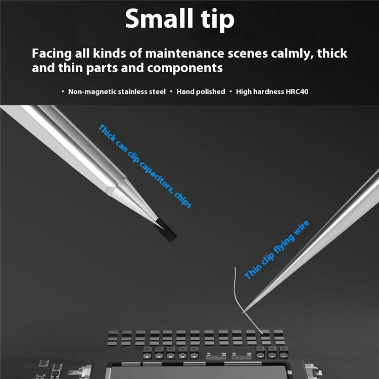 MAANT SS-A1 Stainless Steel Tweezers Non-Magnetic High Precision Jump Wire Clip for Phone Repair