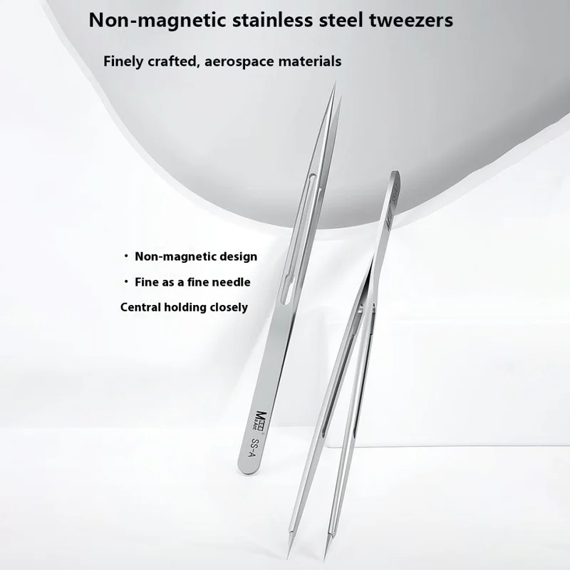MAANT SS-A Stainless Steel Tweezers Non-Magnetic Precision Tip for Electronics Repair