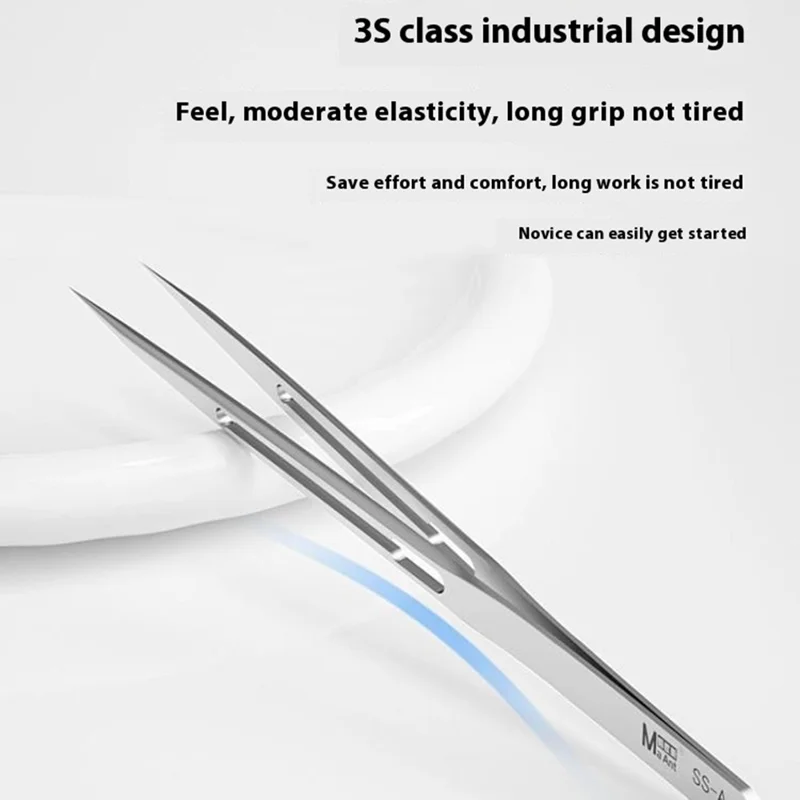MAANT SS-A Stainless Steel Tweezers Non-Magnetic Precision Tip for Electronics Repair