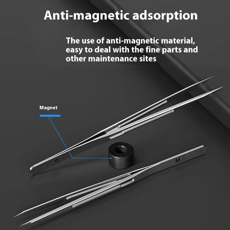 MAANT SS-A Stainless Steel Tweezers Non-Magnetic Precision Tip for Electronics Repair