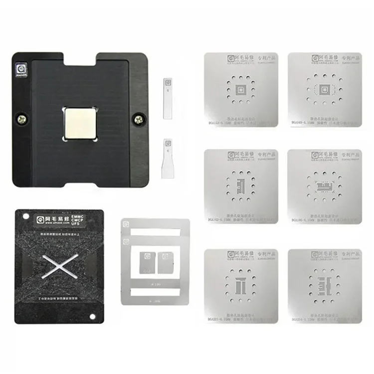 Kit de Estêncil AMAOE Universal para Reballing BGA - Ferramenta de Reparo de Chip para Telefone / TV EMMC BGA 153 162 169 186 221 254