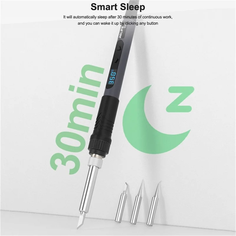RELIFE 936 Digital Display Soldering Iron 90W High Power Fast Heating for Electronic Repair, K Type Tip - CN Standard Plug