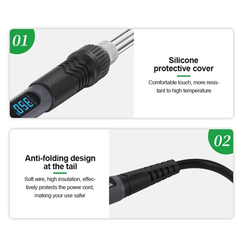 RELIFE 936 Digital Display Soldering Iron 90W High Power Fast Heating for Electronic Repair, K Type Tip - CN Standard Plug