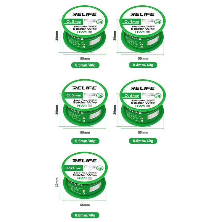 RELIFE HW1 40g Bleifreier Lötzinn 0,3mm Leiterplatten-Werkzeuge für Mobiltelefone und Geräte