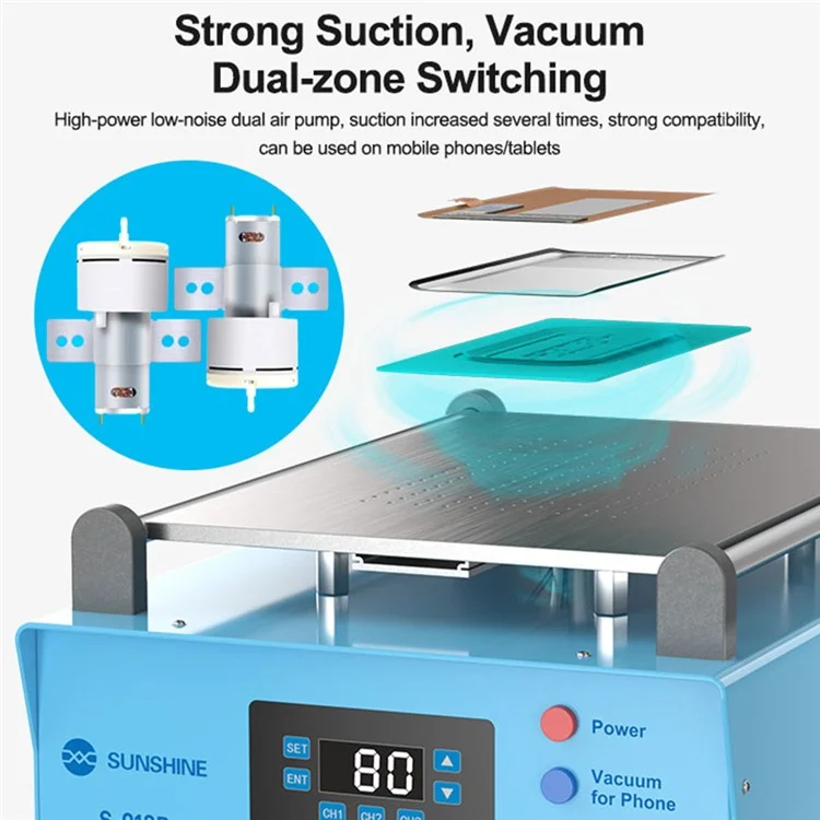 Machine SUNSHINE S-918R pour séparation d'écran LCD de téléphone - Appareil de réparation pour retirer et changer le verre LCD - Prise EU