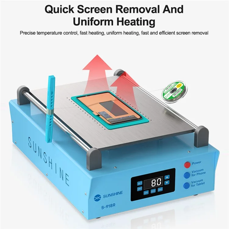 Machine SUNSHINE S-918R pour séparation d'écran LCD de téléphone - Appareil de réparation pour retirer et changer le verre LCD - Prise EU