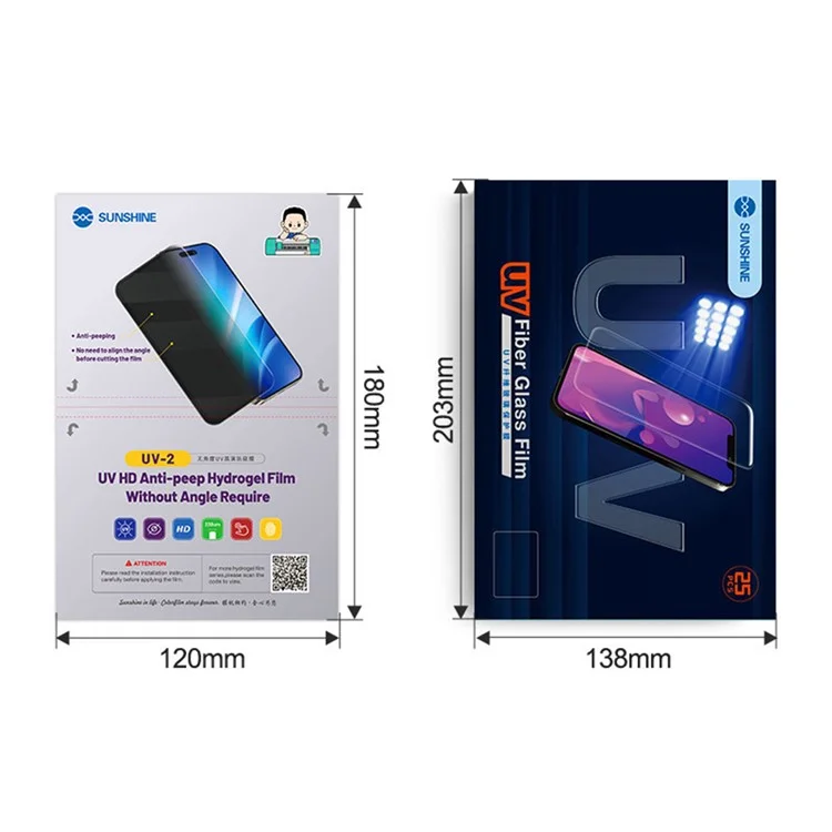 SUNSHINE 25PCS UV-2 Screen Protector No Angle Privacy PET Film for Phones Watches AirPods Cameras