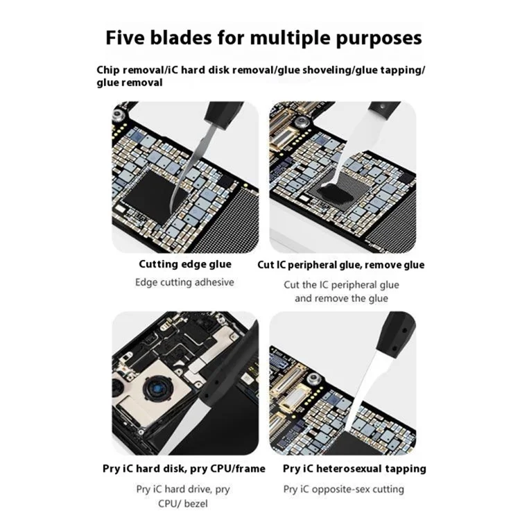 MAANT M075 5Pcs / Set Phone Repair Tools Pry Bar Kit Motherboard Scraper for Chip Removal / Adhesive Removal