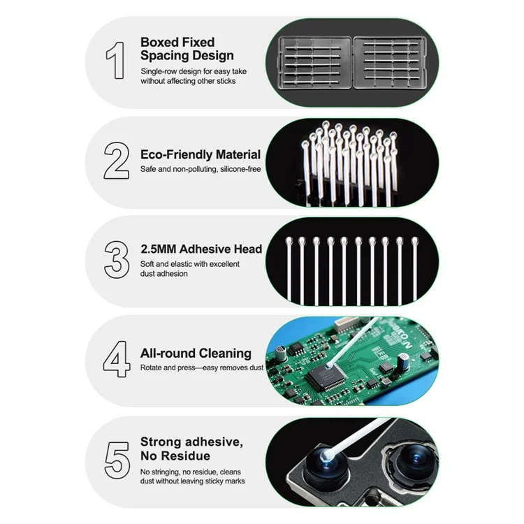 RELIFE RL-094A 10PCS ESD Camera Dust-Adhesive Stick Phone Lenses Optical Lenses Dust Removal No Residue