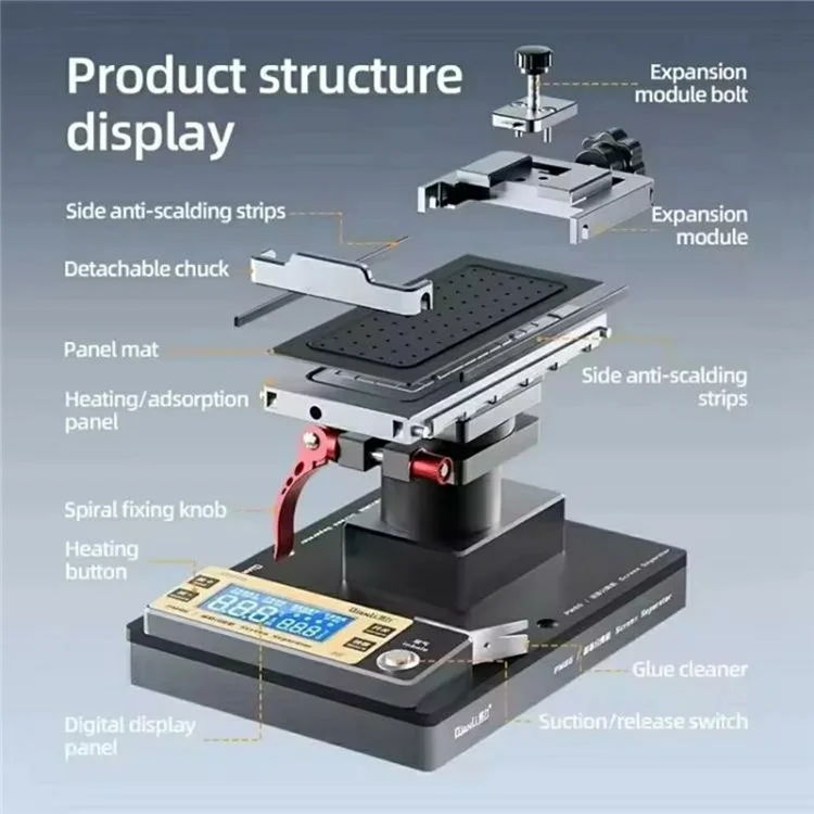 QIANLI PM86 Machine de séparation d'écran universelle à rotation à 360 degrés pour écrans incurvés, plats et pliables - Prise UE