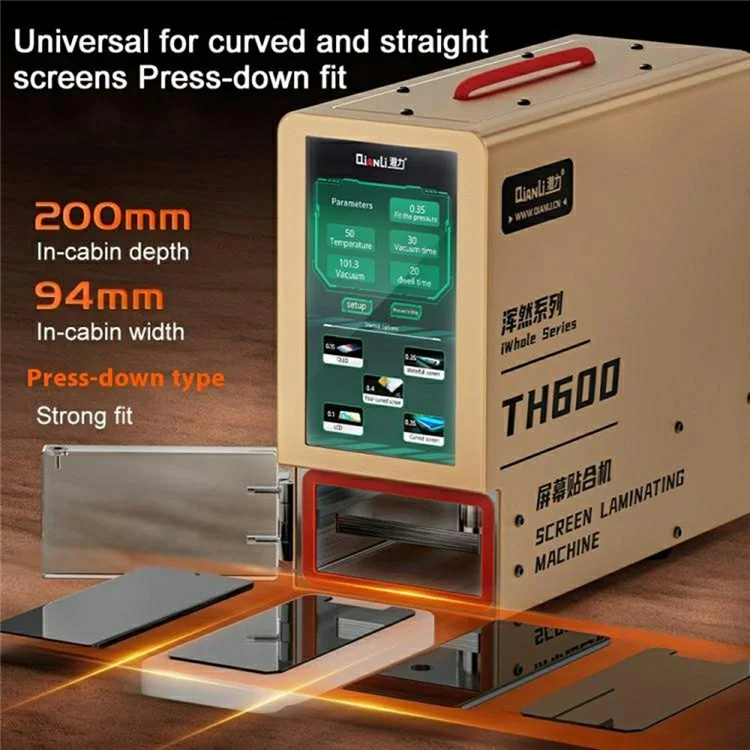 QIANLI TH600 Phone Screen Laminating Machine Built In Air Pump Universal Bonding for Curved / Flat LCD Displays - EU Plug