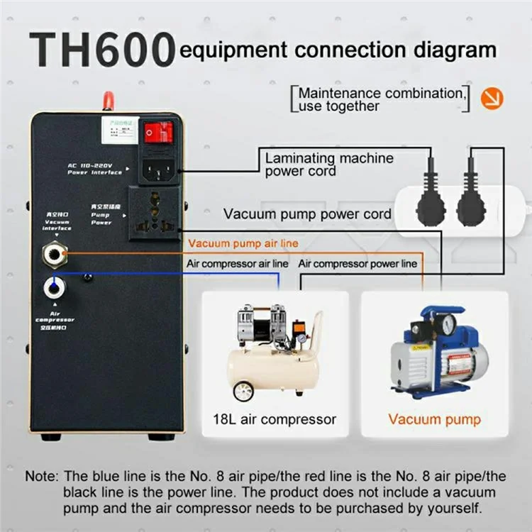 QIANLI TH600 Phone Screen Laminating Machine Built In Air Pump Universal Bonding for Curved / Flat LCD Displays - EU Plug