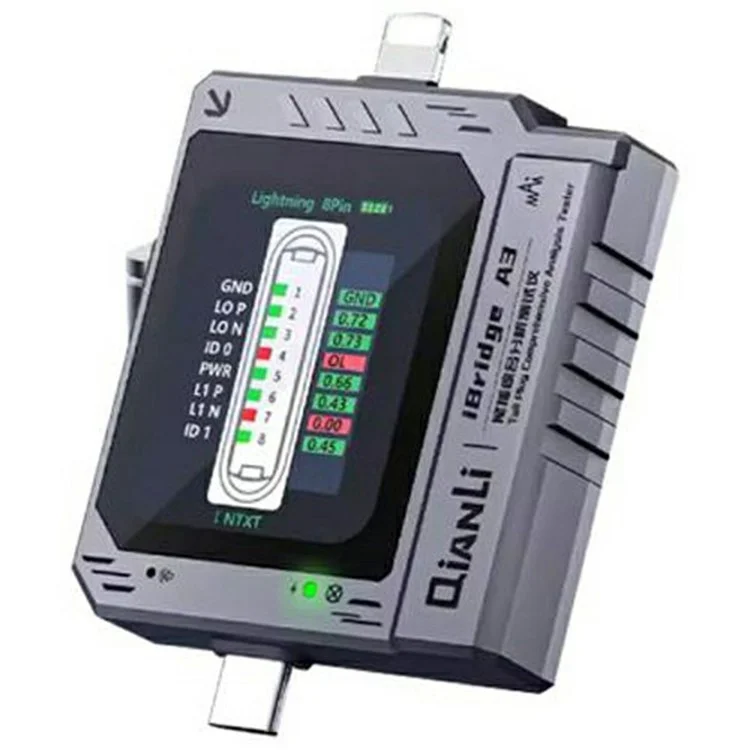 QIANLI iBridge A3 pour iP / Type-C Testeur d'analyse complète du port de charge avec scanner automatique et écran HD