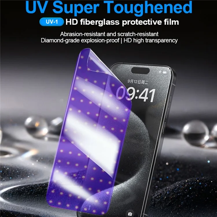 SUNSHINE UV-1 25Pcs HD Fiberglass Protective Film with Lamp Box UV Screen Protector Super Toughened Explosion Proof