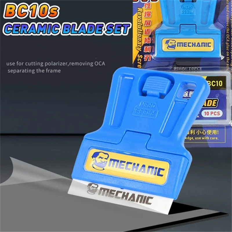 Set di lame in ceramica isolate ad alta precisione MECHANIC BC10S per la rimozione di colla OCA per la riparazione di schermi di telefoni cellulari