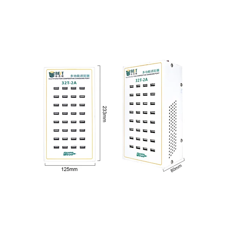 Station de charge multifonction BEST 32T-2A avec 32 ports USB, charge intelligente rapide pour plusieurs appareils