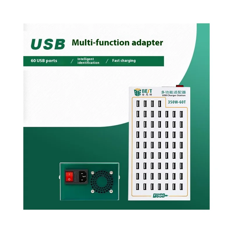 BEST 350W-60T 60 Port Multi Function Charging Station USB Charger Smart Fast Charging for Mobile Devices