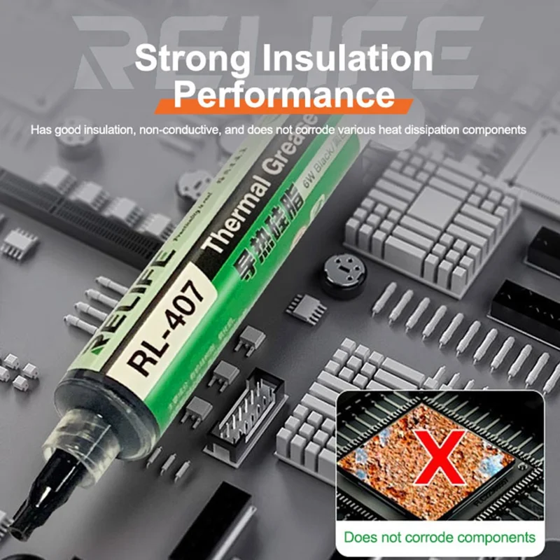 RELIFE RL-407 Pâte Thermique de Silicone Haute Efficacité pour Dissipation Thermique de CPU / GPU / Appareils Électroniques - Bleu