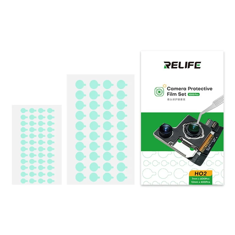 RELIFE HO2 Ensemble de Stickers de Protection pour Objectif d'Appareil Photo - Film Vert Anti-Lumière Bleue, Sans Résidu, Résistant à la Chaleur, Facile à Retirer pour Réparation