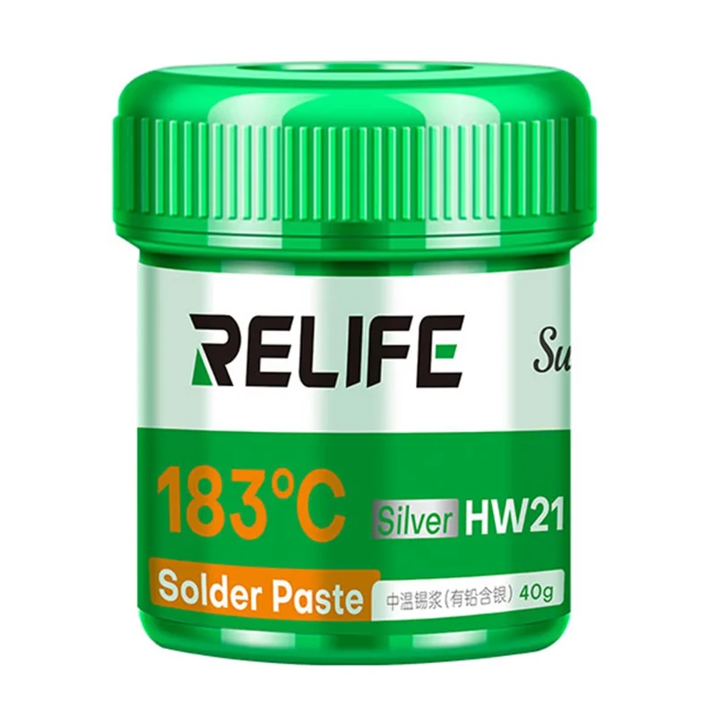 RELIFE HW21 Pasta de Solda de Temperatura Média 40G / Ponto de Fusão de 183 Graus para Soldagem Eletrônica (Contendo Prata com Chumbo)