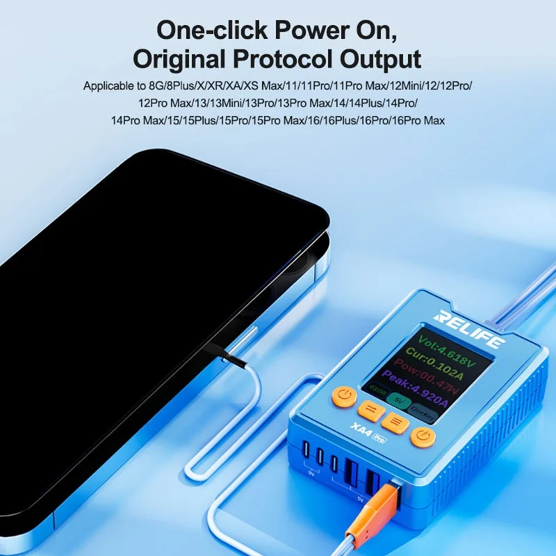 RELIFE XA4 Pro For iPhone 8 - 16 Pro Max Series One-Touch Power Cable for Smartphone Repair Test Cord