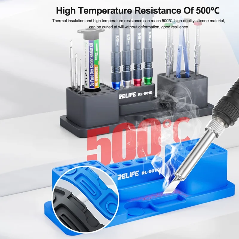 RELIFE RL-001K Multifunktionale Silikon-Aufbewahrungsbox Organizer Hitzebeständig Magnetische Adsorption - Blau