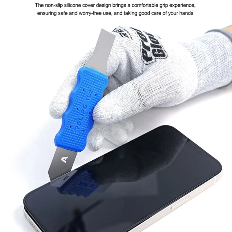 RELIFE TD2 Multifunctional Disassembly Tool for Phone Repair Precision Forged Bendable Steel with Non Slip Silicone Cover - A