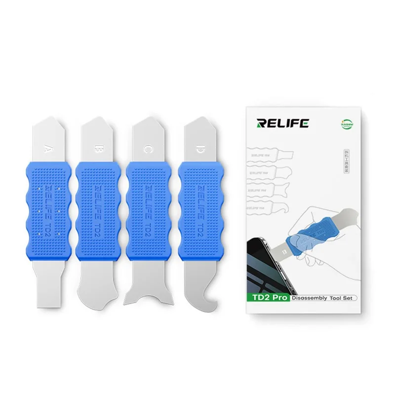 RELIFE TD2 Multifunctional Disassembly Tool for Phone Repair Precision Forged Bendable Steel with Non Slip Silicone Cover - A