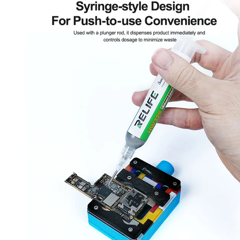 RELIFE HW32S Pâte à souder écologique sans plomb de 10 CC avec seringue pour réparation de PCB