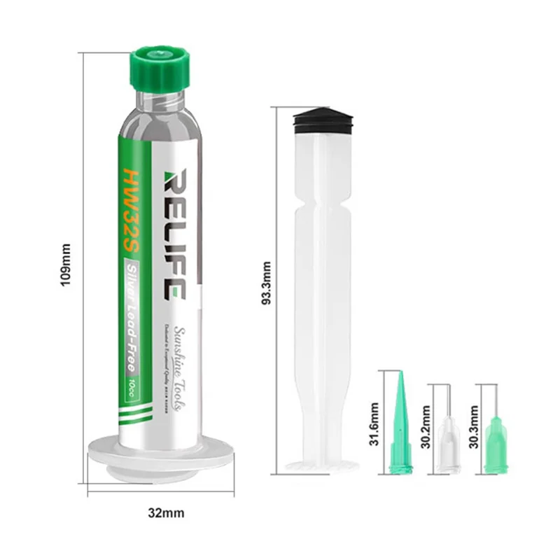 RELIFE HW32S Pâte à souder écologique sans plomb de 10 CC avec seringue pour réparation de PCB