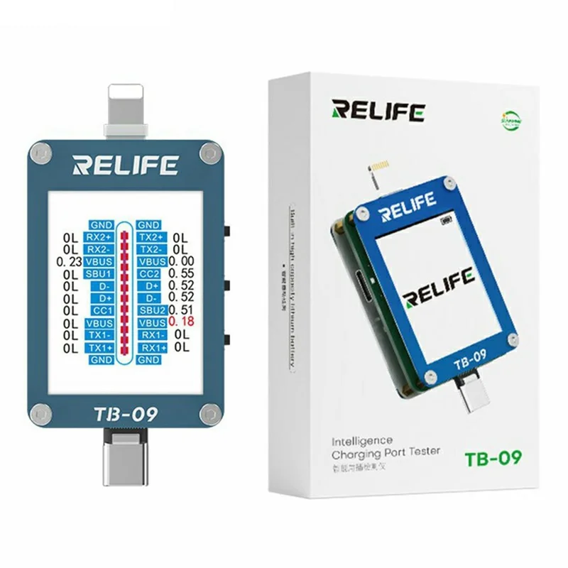 RELIFE TB-09 Для iPhone / Android Интеллектуальный Тестер Зарядного Порта с HD-Дисплеем для Автоматического Обнаружения